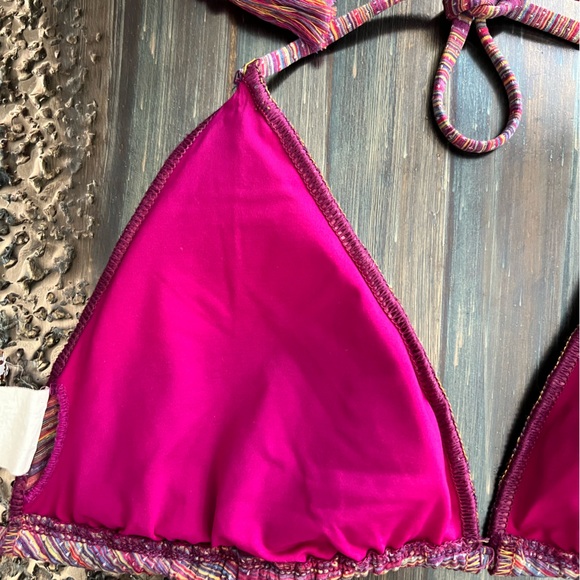 BECCA Cheryl Triangle Top size D Mosaic Corset Tie Hipster bottoms size small - Picture 10 of 11